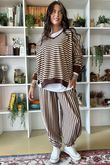 The Sunday Morning Stripe Twist Pant Chocolate Sand